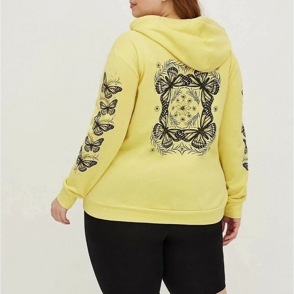 Torrid Yellow Butterfly Print Hoodie Plus Size 0 - Picture 1 of 8